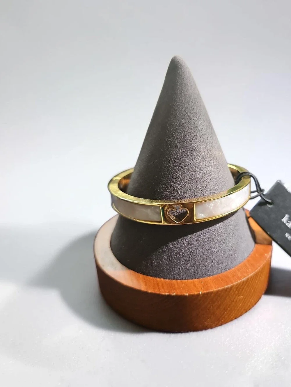 kate Spade NWT  Gold Tone Bangle with White Inlay and Spade Accent